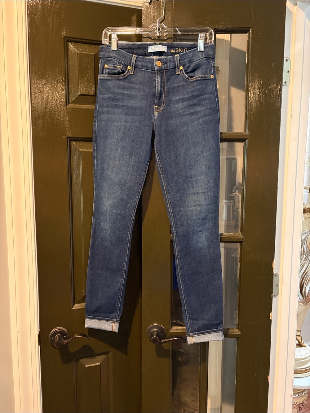 7 For All Mankind Women’s Skinny Jeans in Medium Blue Wash